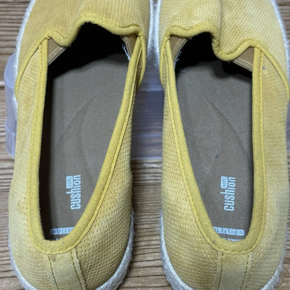 Clarks Azella Theoni Flats Women Sz 9.5 Espadrille Slip On Shoes Yellow Vacation